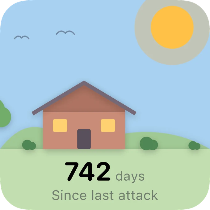 Example Health Picture widget: a sunny house with a clear roof, shaped by the journal’s logs.